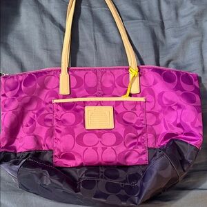 Coach Vibrant Purple and Blue Tote Bag